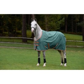 Weatherbeeta Comfitec Tyro Standard Neck Lite Plus Turnout - Green/Burnt Orange/White