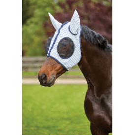 Kool Coat Classic Fly Mask - White/Navy Blue