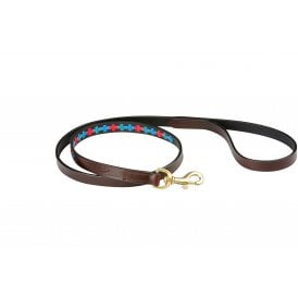 Weatherbeeta Polo Leather Dog Lead - Beaufort Brown/Emerald/Pink/Blue