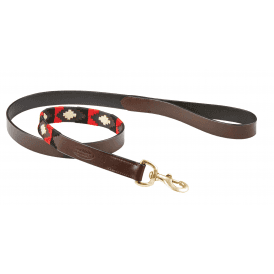 Weatherbeeta Polo Leather Dog Lead - Cowdray Brown/Black/Red/White