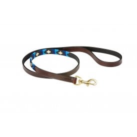 Weatherbeeta Polo Leather Dog Lead - Cowdray Brown/Blue/Blue