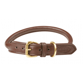 Weatherbeeta Rolled Leather Dog Collar - Brown