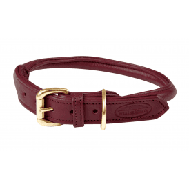 Weatherbeeta Rolled Leather Dog Collar - Maroon