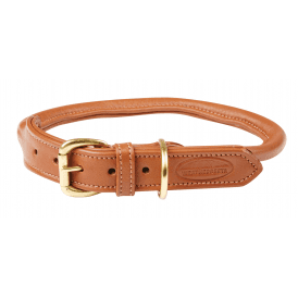 Weatherbeeta Rolled Leather Dog Collar - Tan
