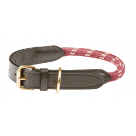 Weatherbeeta Rope Leather Dog Collar - Burgundy/Brown