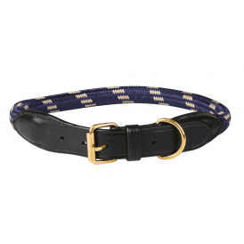 Weatherbeeta Rope Leather Dog Collar - Navy Blue/Brown