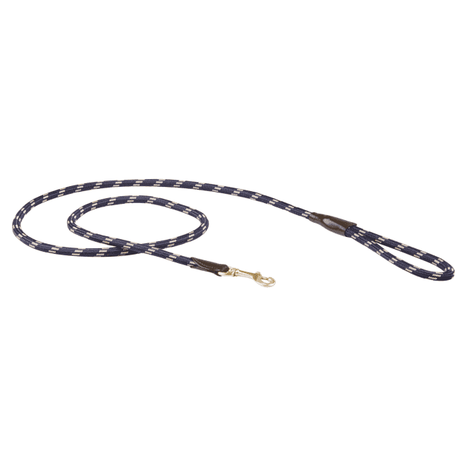 Weatherbeeta  Rope Leather Dog Lead - Navy Blue/Brown