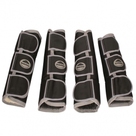 Weatherbeeta Wide Tab Long Horse Travel Boots - Black/Silver