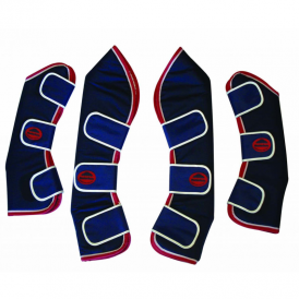 Weatherbeeta Wide Tab Long Horse Travel Boots - Navy/Red/White